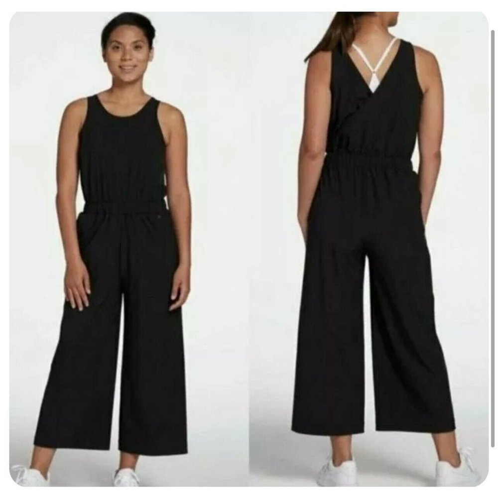 Calia Wide Leg Overlap Jumpsuit Women's XL Athletic Pockets Carrie Underwood